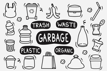 set of garbage good for background, wallpaper, element design, icon, etc