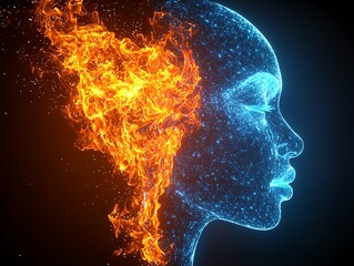 Fiery & Crystalline Woman's Head