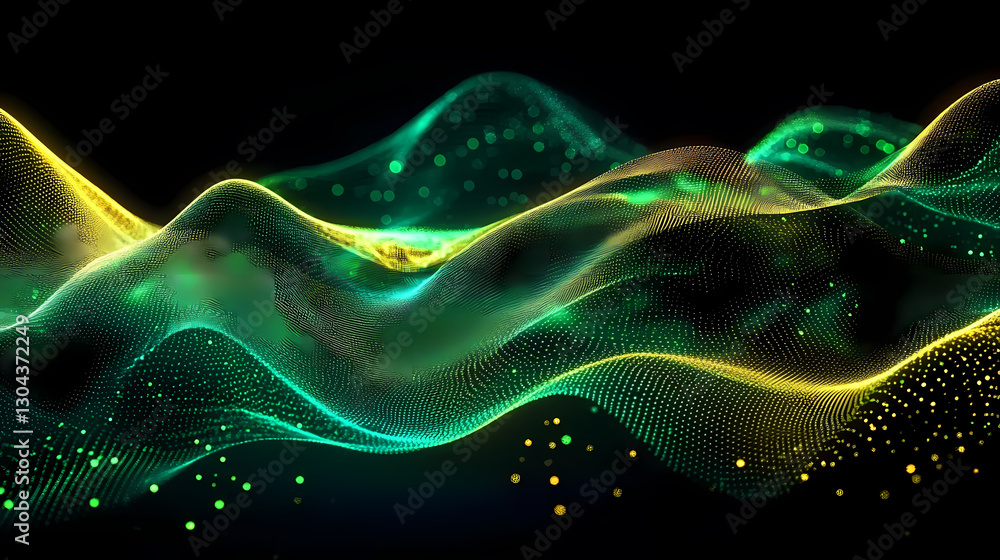 Poster green particle wave dynamic effect
