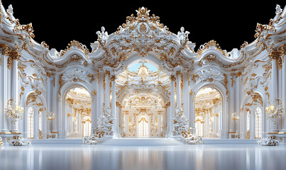 Naklejka premium Exquisite Baroque Indoor Hall Design with Gold Accents and Elegance