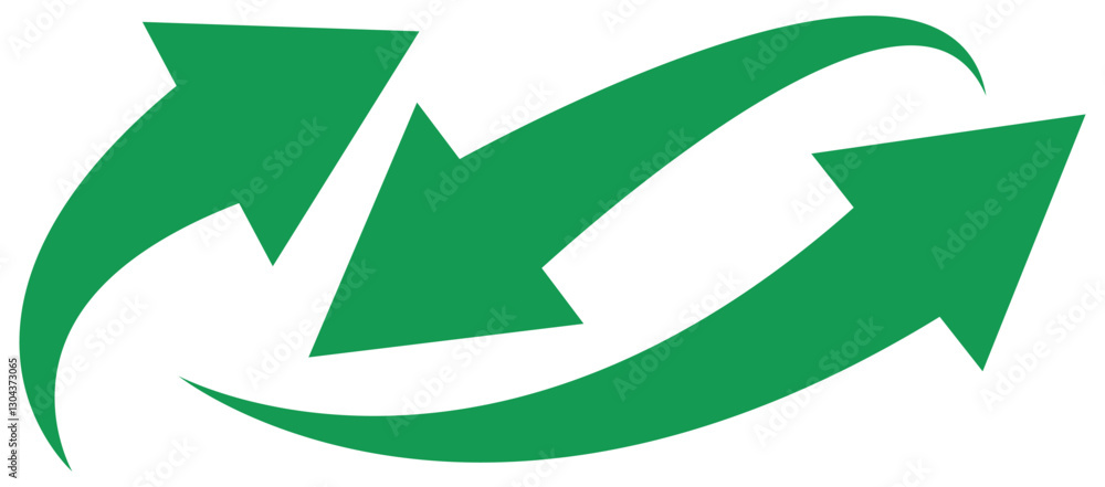 Poster green curved arrow icon vector set . arrow vector set . set long green curve arrow icon vector . gre