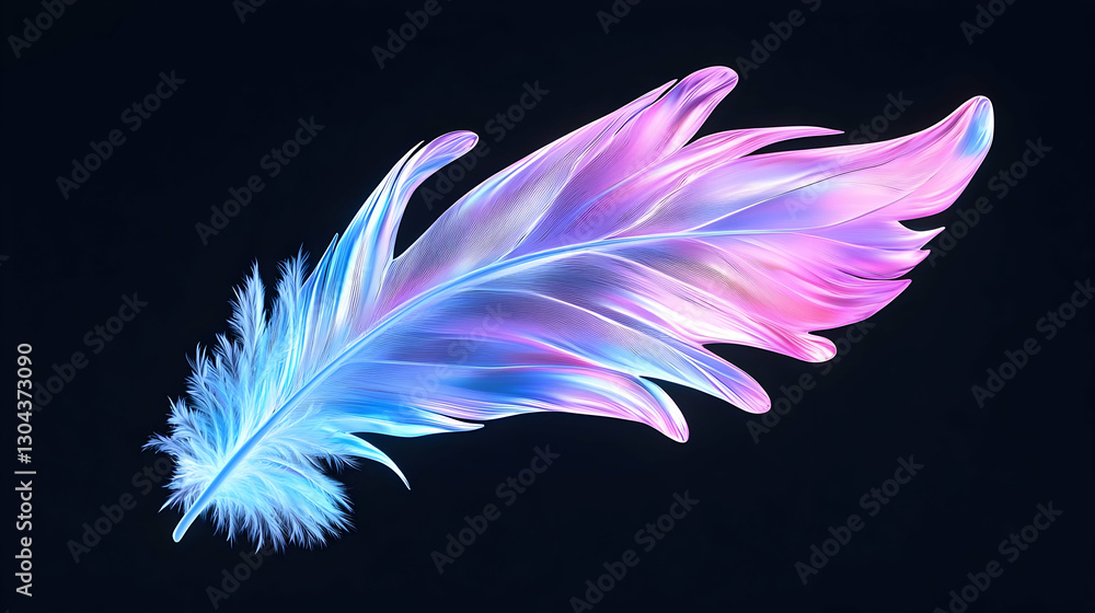 Poster colorful abstract feather design with soft translucent appearance