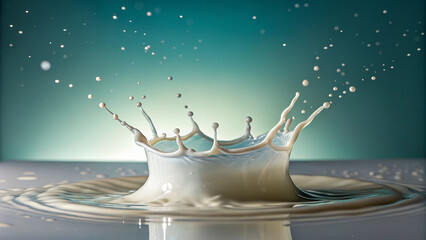 Liquid Crown: Milk Splash with Suspended Droplets.