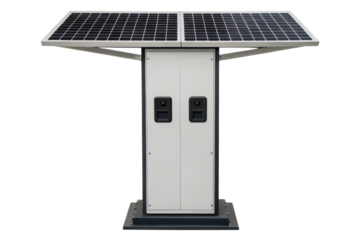 Solar panel charging station isolated with transparent background