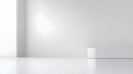 Minimalist Interior Space with White Walls and Floor Bathed in Soft Natural Light