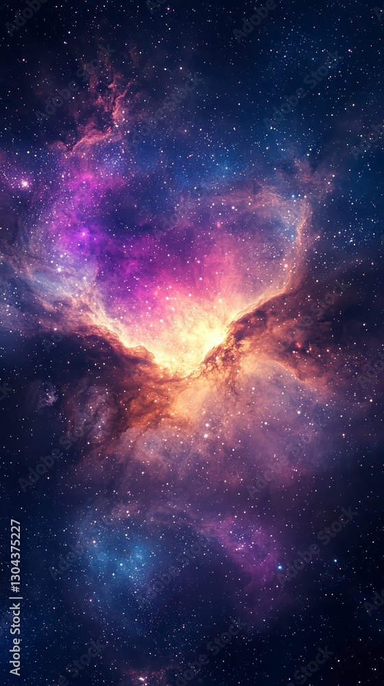 Poster celestial heart: a mesmerizing depiction of a heart-shaped nebula in the vast expanse of space, show