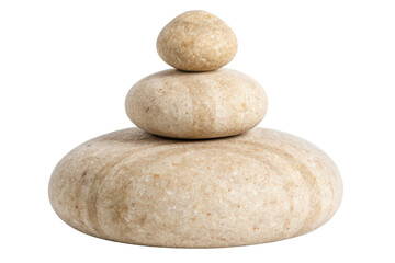 Stack of three light brown stones isolated with transparent background