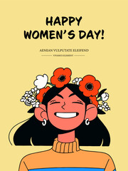 Happy Women's Day. Greeting card. Vector illustration.