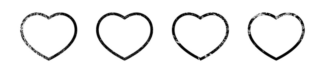 Set of grunge borders in heart form