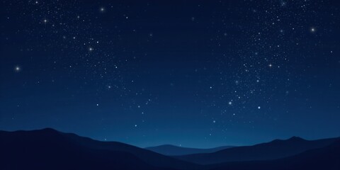 Fototapeta premium Serene Night Sky Above a Silhouetted Mountain Range, Perfect for Tranquil Backgrounds or Peaceful Designs