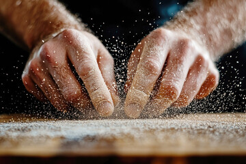 Craftsmanship in focus: minimalist view of carpenter's hand creating woodwork