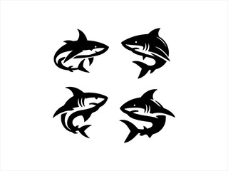 Fototapeta premium Shark logo design set with creative ai with white background .