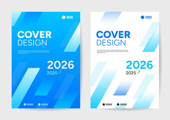 Modern Cover Design Templates for Business with Abstract Blue Geometric Patterns