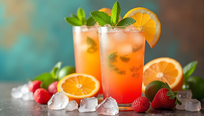 Fototapeta premium a-refreshing-summer-cocktail-with-vibrant-colors