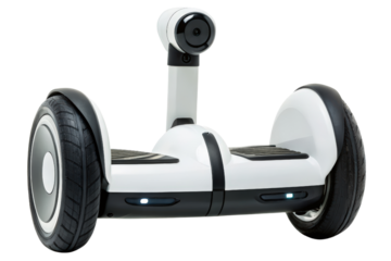 White self-balancing scooter isolated with transparent background