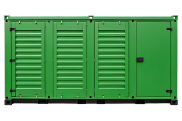 Green industrial generator container isolated with transparent background