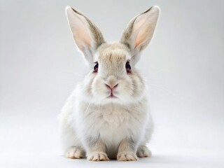 Obraz premium Adorable White Cottontail Bunny Rabbit - Fluffy Pet Animal Stock Photo