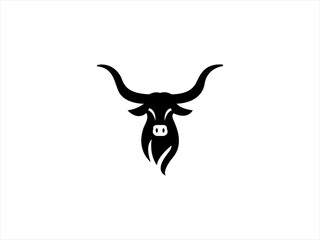 Bold Black and White Buffalo Head Logo Design