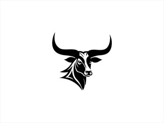 Bold Black and White Buffalo Head Logo Design