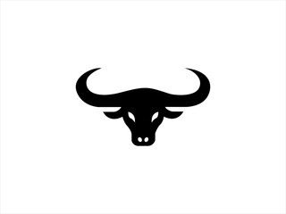 Bold Black and White Buffalo Head Logo Design