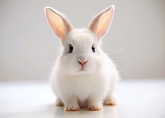 Adorable White Rabbit Miniature Tilt-Shift Photography Stock Photo