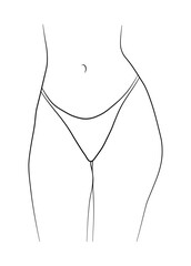 woman butt panties swimsuit black and white drawing