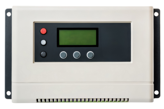 Control panel with LCD screen isolated with transparent background