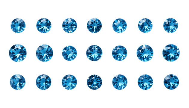 Set of Stylized Blue Diamond isolated on png