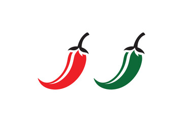 Red and green chili black color vector silhouette illustration isolated in white background