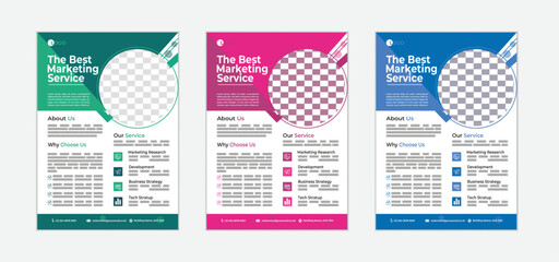 A Bundle of 3 Templates o f Different Colors 04 Flyer Template, Corporate & Business Flyer Brochure Temple Design, Abstract  Business Flyer and Creative Design.