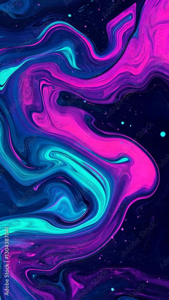 Aufkleber swirling patterns of vibrant pink and turquoise colors creating a dynamic abstract design in a dark 