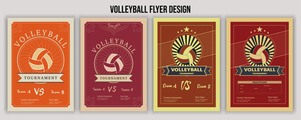 Volleyball Tournament Flyer Template  Championship Sports Event Poster Design Editable EPS for Game Night and Athletic Club Promotion  Perfect for Stock Market Uploads and Easy Customization.
