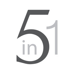 Five in one 5 in 1, Isolated on White background.