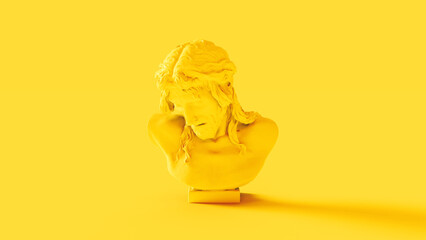 Obraz premium vibrant yellow Christ bust crown thorns Jesus holy suffering 3d illustration
