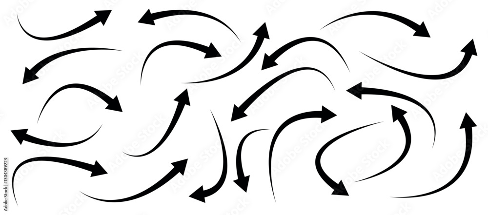 Poster black arrows set. curved arrows. arrow sign. flat style icons. arrow up and down. arrow vector icon.