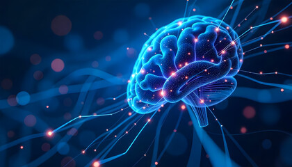 Fototapeta premium human brain embodies advanced technology, neural networks, and artificial intelligence