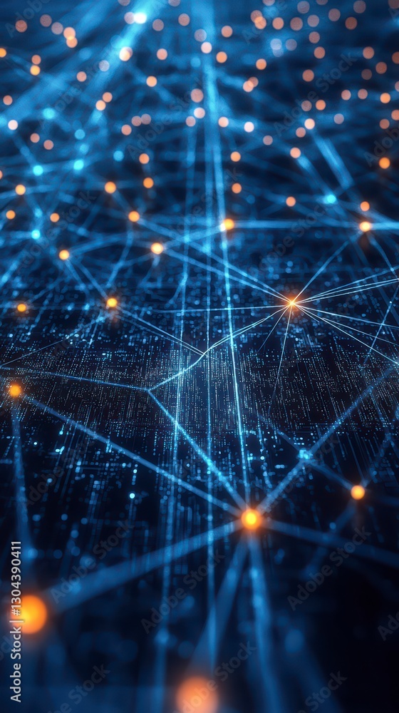 Poster digital network: a stunning visual representation of a digital network, with interconnected lines an