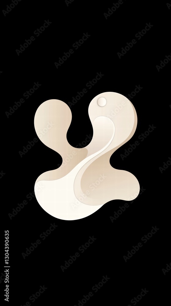 Poster abstract elegance in beige: a minimalist graphic composition on a dark background evokes feelings of