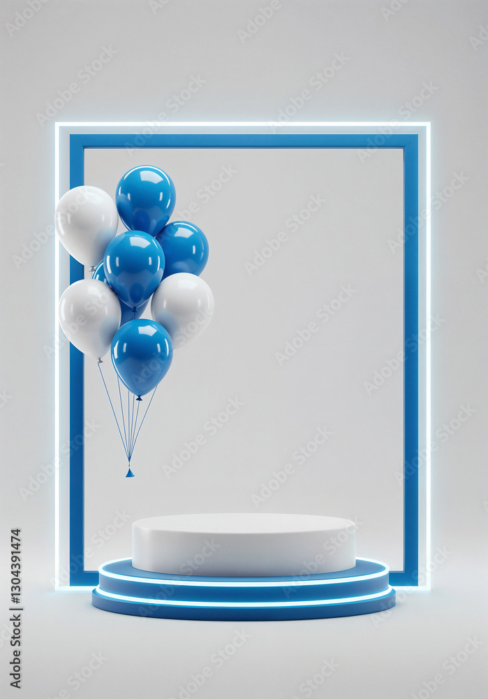 Poster elegant frame with balloons and empty space for text . generative ai