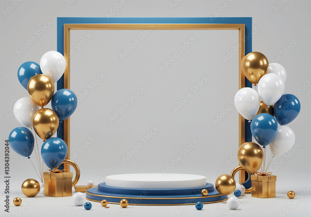 Poster elegant frame with balloons and empty space for text . generative ai