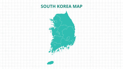 A Map highlighting South Korea Map, South Korea modern map with Grey Color Hi detailed Vector, geographical borders