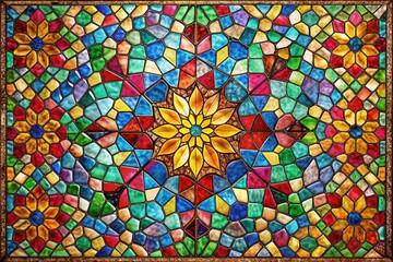Fototapeta premium Vibrant Abstract Stained Glass Mosaic Pattern Background Texture