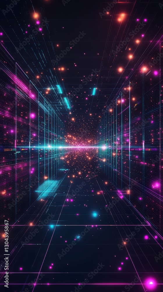 Aufkleber digital corridor of light: a breathtaking digital rendering of a futuristic corridor, alive with the