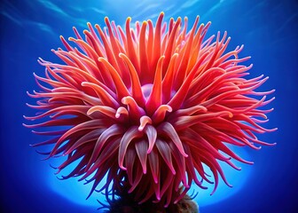 Vibrant Red Sea Coral Reef, Underwater Scene, Blue Water, Tropical Fish