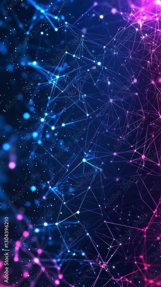 Aufkleber digital network: an abstract image of a complex digital network, rendered in vibrant shades of blue 