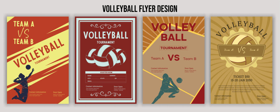 Volleyball Tournament Flyer Template  Championship Sports Event Poster Design Editable EPS for Game Night and Athletic Club Promotion  Perfect for Stock Market Uploads and Easy Customization.