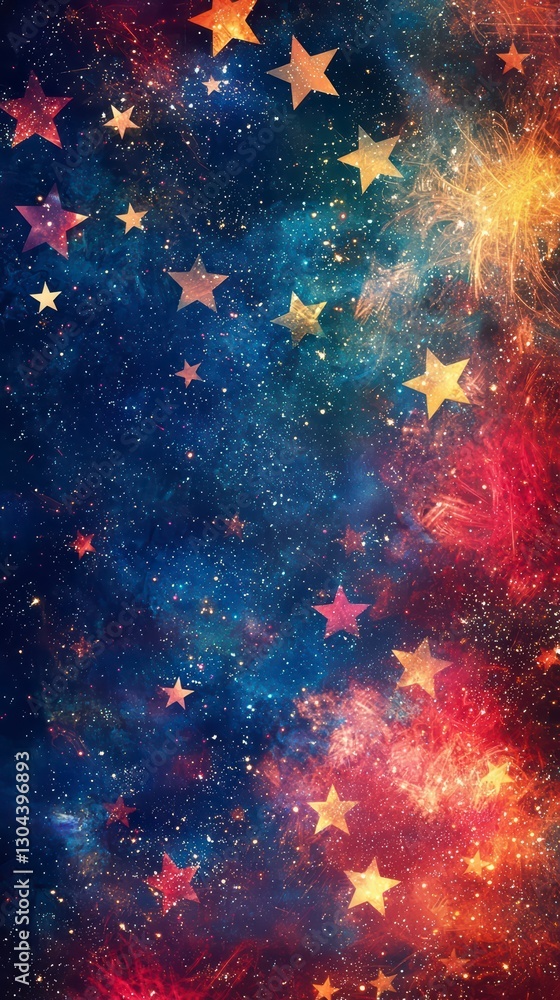 Aufkleber cosmic dreamscape: a mesmerizing scene of a vibrant night sky, illuminated with an array of glitteri