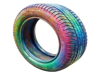 Wornout Tire with Visible Treads - Automotive Recycling Stock Photo