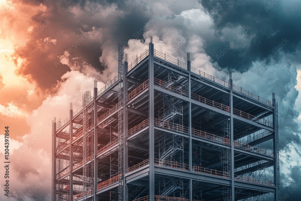 Poster the concept of architectural engineering and construction is embodied in a structural steel framewor