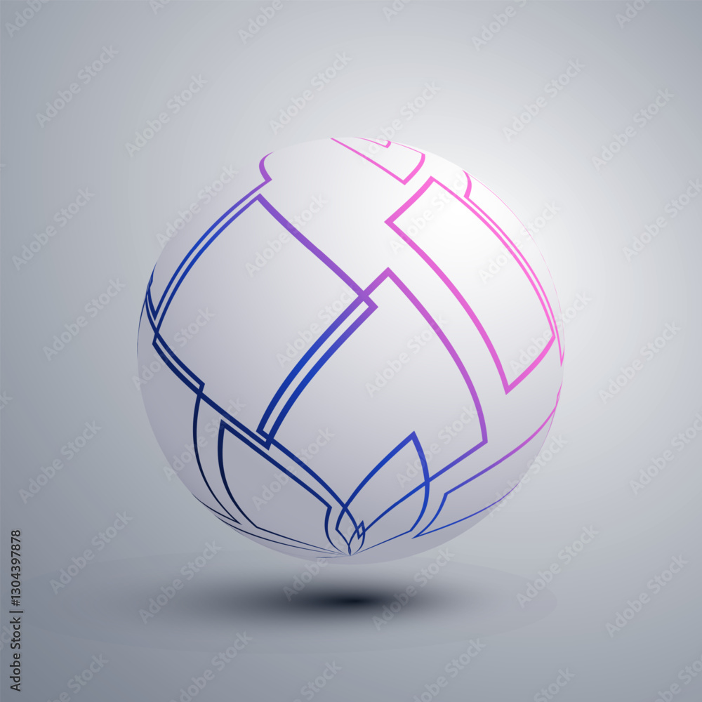 Poster abstract grey solid vector globe design with intersecting pink and blue gradient squares patterned s